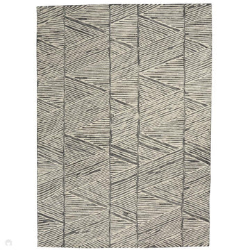 Colorado CLR01 Modern Linear Hand-Woven Hi-Low Soft Textured Wool Loop Pile Grey/White Rug-Nourison-Rug Love - The Most Loved Rug Store